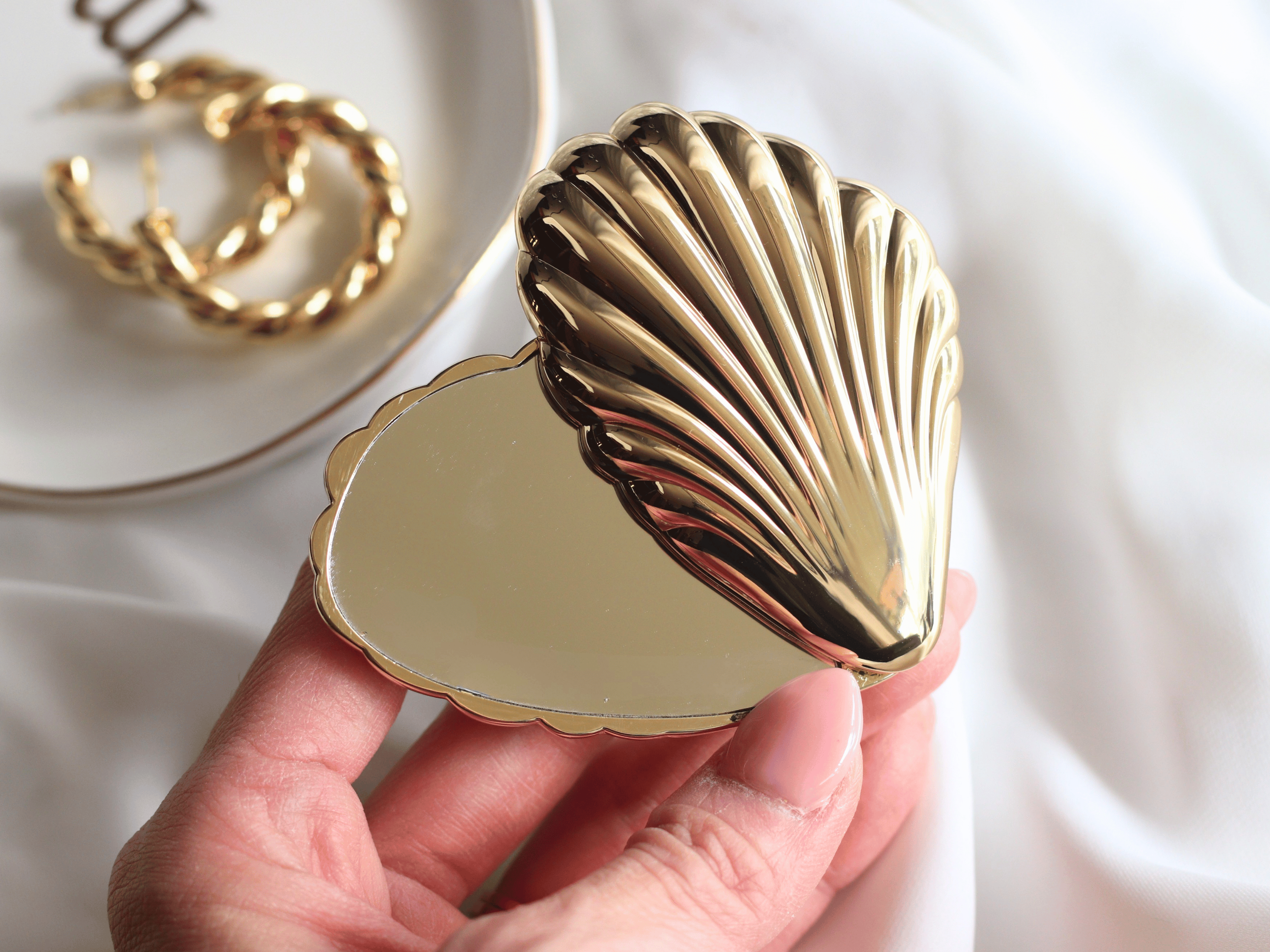 Seashell Compact Mirror | Art Deco Inspired Pocket Mirror