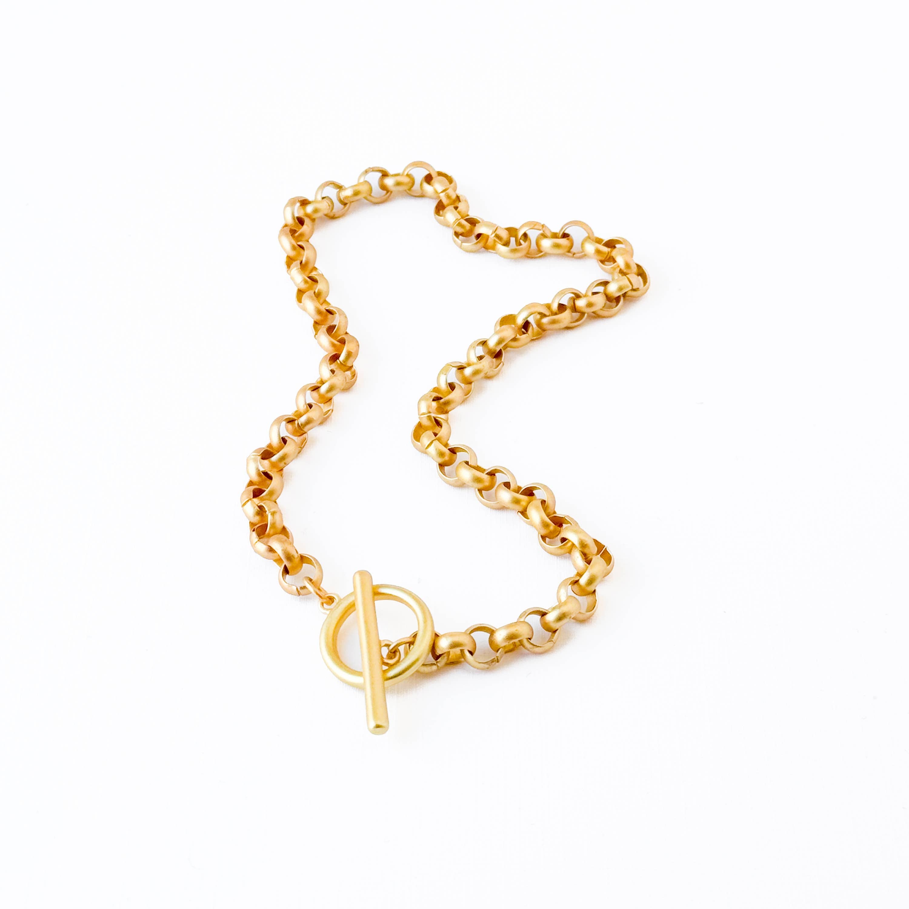 Thick Rolo Gold T Bar Chain Necklace