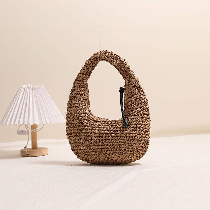 Trendy Solid Color Woven Tote Bag with Tassels