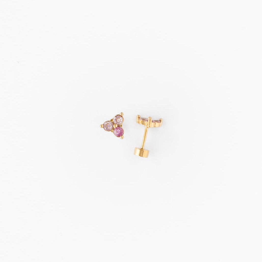 Ombré Gem Stud Earrings - Hypoallergenic, Flat Back, Girl